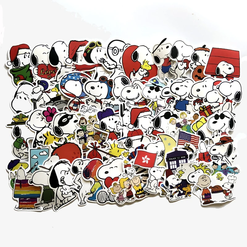 62 шт. Карманный чехол для телефона Snoopy, Дорожный Чехол для компьютера, холодильника, скейтборда, мотоцикла, супер забавная наклейка с граффити из мультфильма для детей