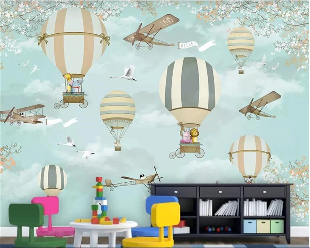 beibehang Wallpaper home decoration custom cartoon hot air balloon children's room wallpaper papier peint mural 3d | Обустройство