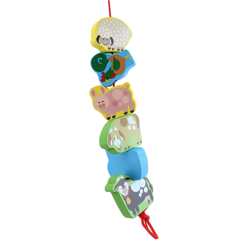 

Farm Traffic Letters Animal Beaded Toy Children's Wooden Threading Puzzle Stringing Beaded Toy