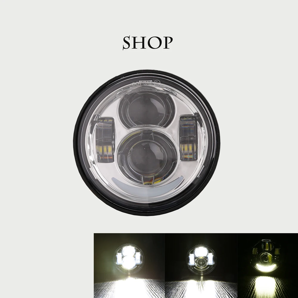 

1 PAIR For motor fat for bob motorcycle headlights 4.65 "LED double headlights with Hi / Lo beam lamps 5inch LED Projector DRL