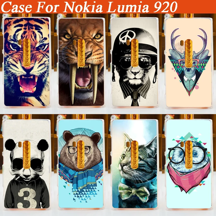Новый diy окрашены красочный чехол в виде животного для Nokia Lumia 920 жесткий Пластик