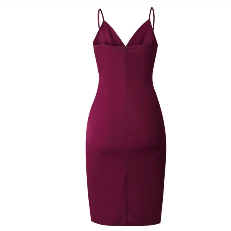 Deep V-Neck Sexy Club Strap Party Dress Summer Women Slit Sashes Casual Sleeveless Female Beach Dresses Robe Femme | Женская одежда