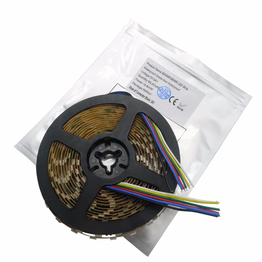 5 м 60 Светодиодный/М 5050 SMD в 1 RGB + белый теплое белое светодиодное освещение