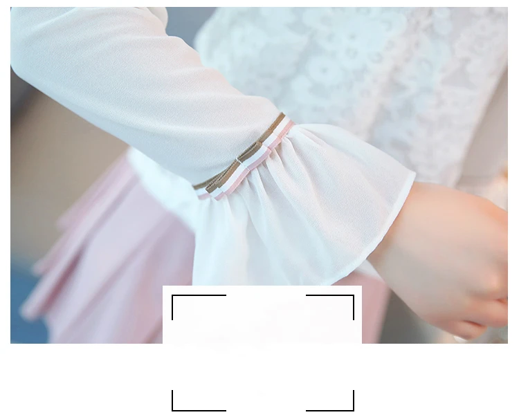 long sleeve women shirts white lace chiffon blouse shirt Fashion elegant womens tops and blouses blusas femininas 1800 50 | Женская