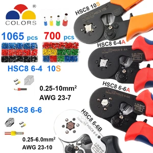 HSC8 10S 0,25-10 мм2 23-7AWG Обжимные Щипцы HSC8 6-4A HSC8 6-6 мини плоскогубцы с круглым носом с трубчатыми игольчатыми клеммами коробка ручных инструментов