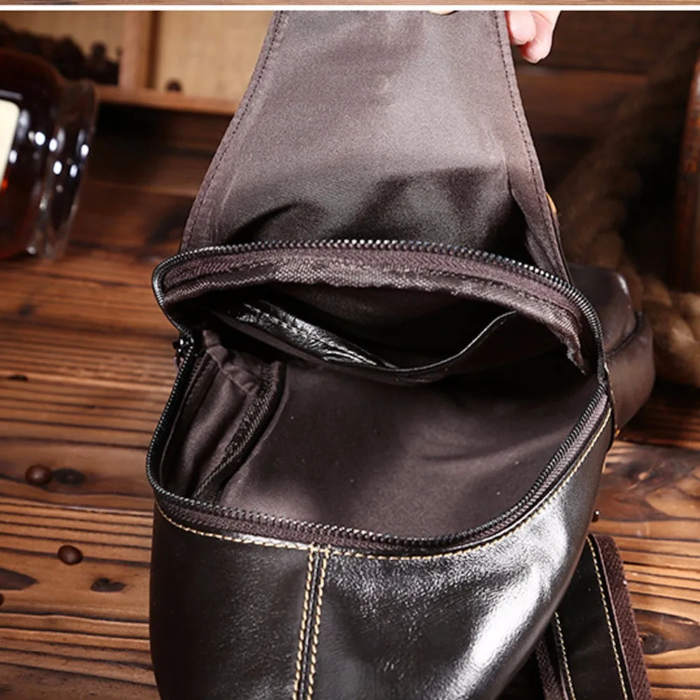 Мужской рюкзак слинг из вощеной воловьей кожи ранец для путешествий винтажный