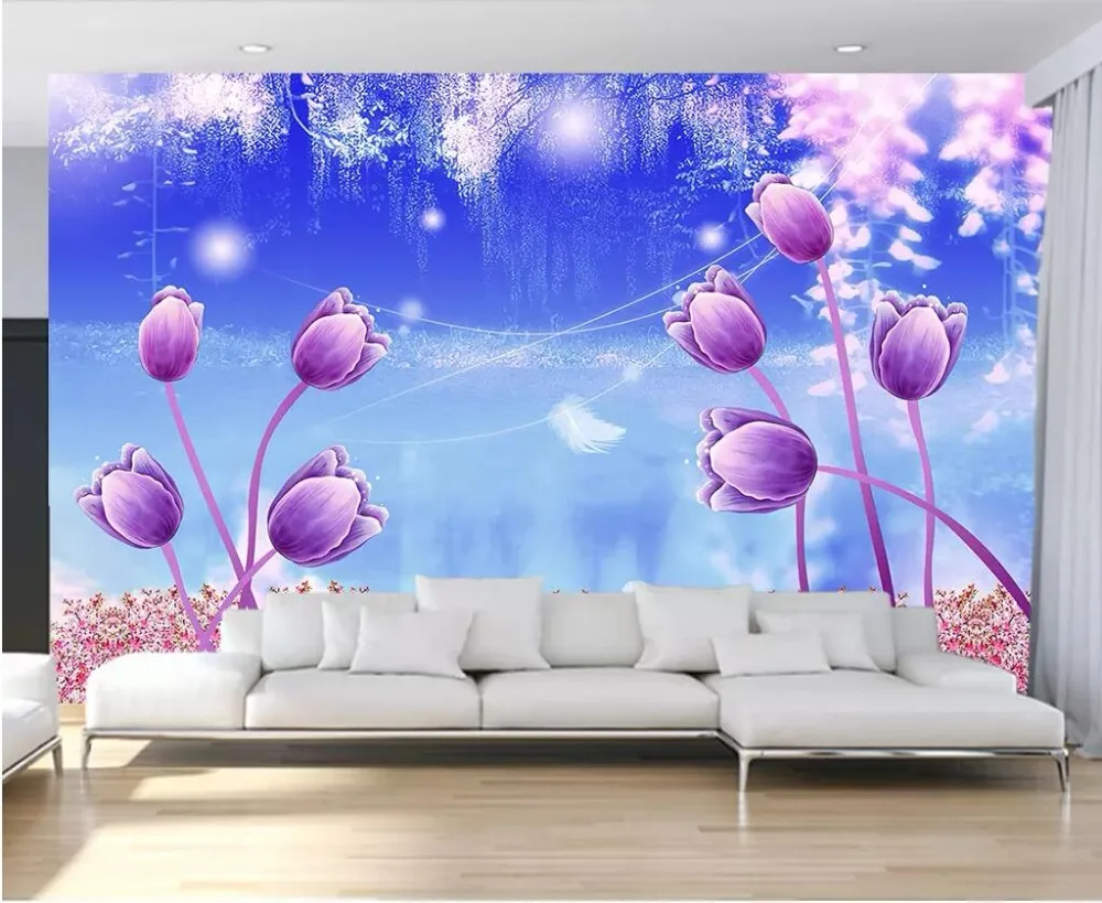 3d фото обои на заказ романтическая и теплая Сказочная страна сказочные тюльпаны