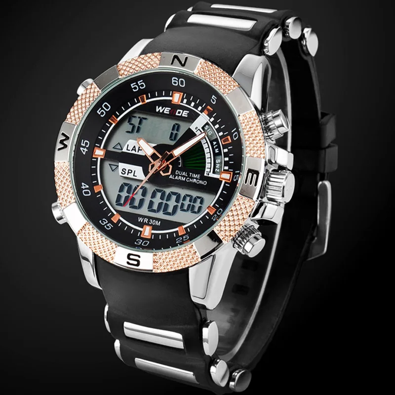 2017 WEIDE брендовые Роскошные спортивные часы для мужчин цифровые аналоговые