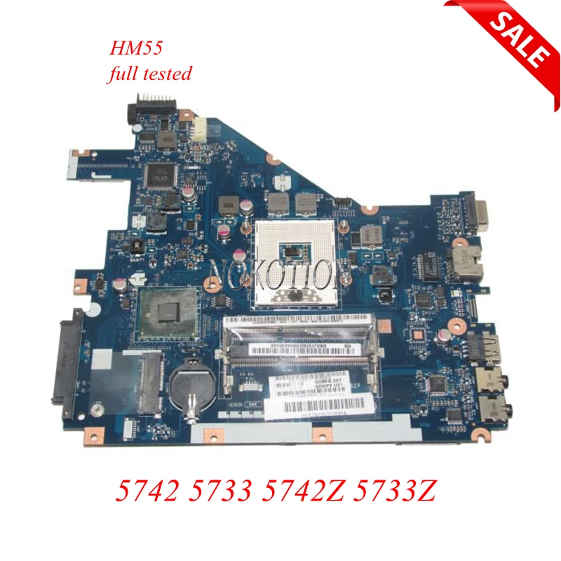 

NOKOTION Laptop Motherboard For Acer aspire 5742 5733 5742Z 5733Z MBRJY02002 PEW71 LA-6582P HM55 UMA DDR3 Main board works