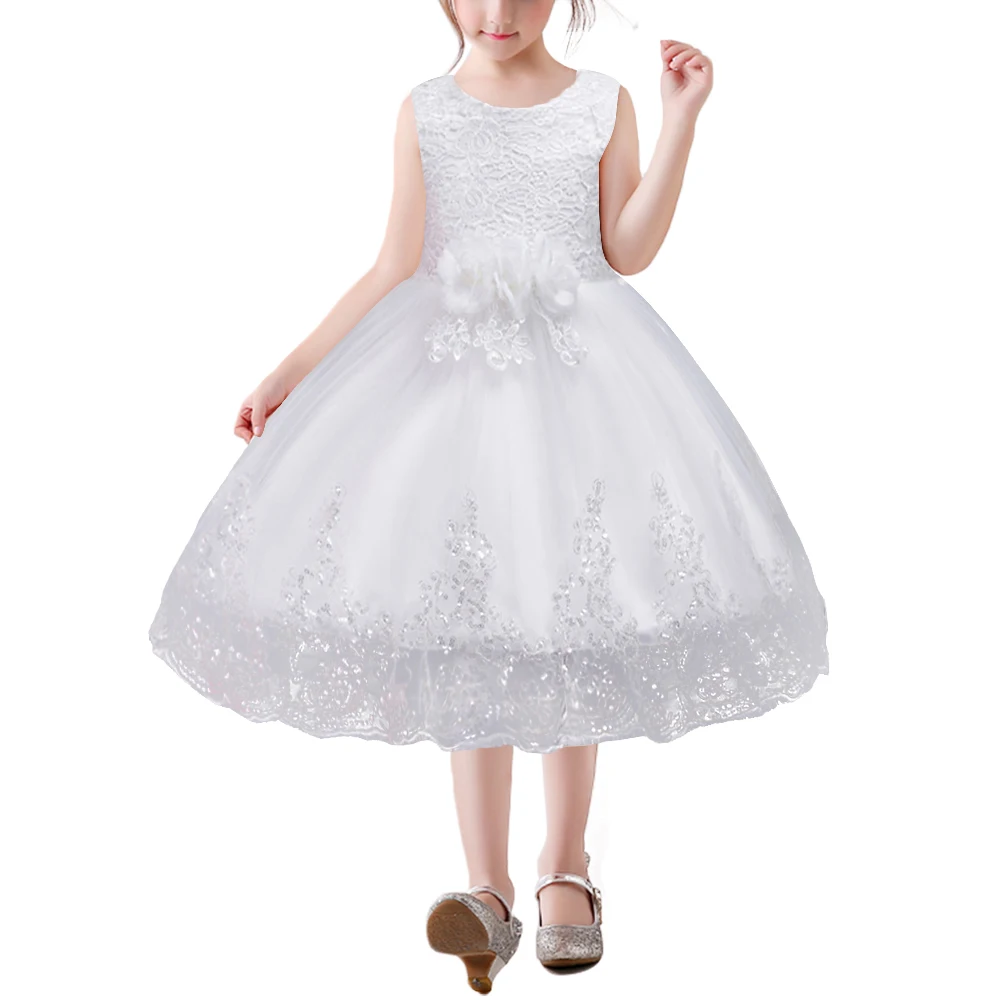 BAOHULU Fancy Flower Baby Girls Dress Lace Children Wedding Party Birthday Dresses for Kids Infant Princess Ball Gown Bow | Детская