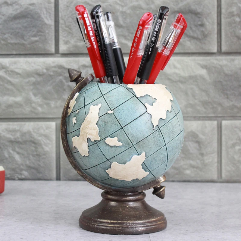 European style  vintage arts Globe shaped  desktop pen holder Desk Organizer stationery holder