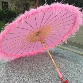 pink Китайский Шелковый Зонтик Аниме женский Фотография реквизит для косплея античный танцевальный зонтик с кисточками прозрачный японский бумажный Свадебный зонтик - Цвет: pink