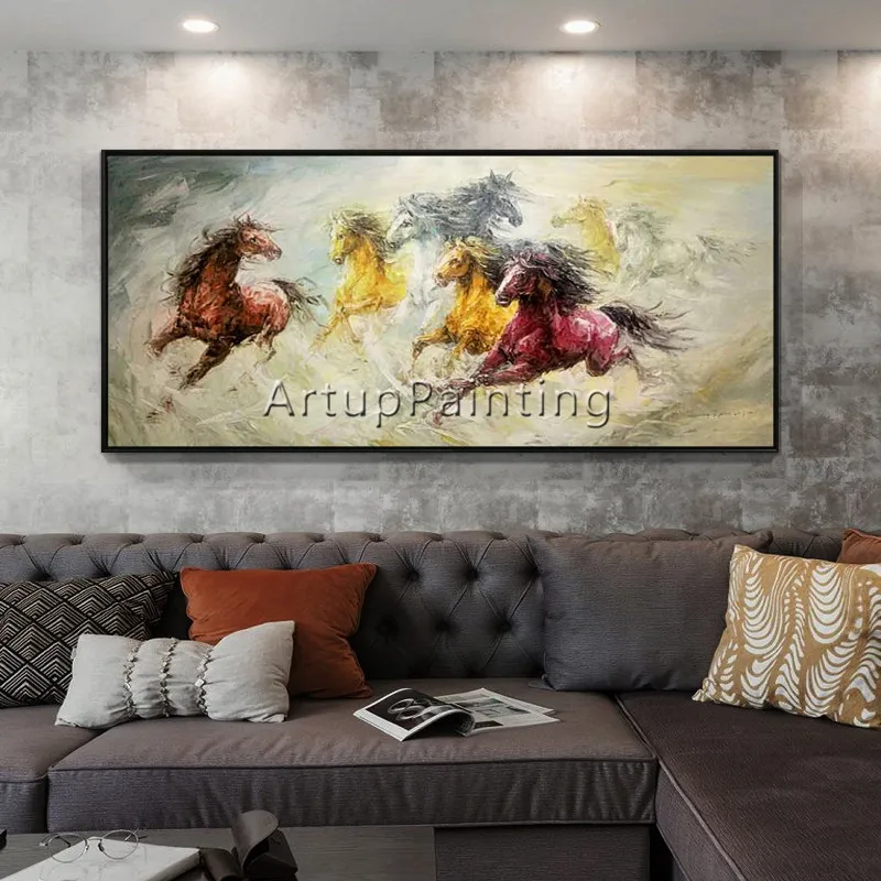 Лошадь абстрактная картина с животным Акриловая caudros decoracion палитра нож стены