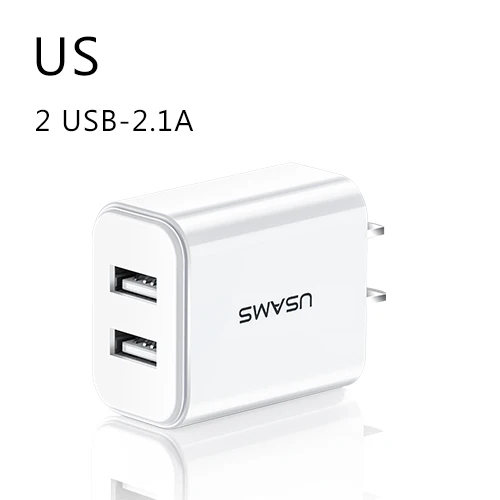 2 USB US Charger USAMS 5 В/2.1A USB зарядное устройство для мобильного телефона зарядное устройство для iPhone samsung 1 2 USB EU/US вилка настенное зарядное устройство для iOS/Android телефон зарядное устройство s - Тип штекера: 2 USB US Charger