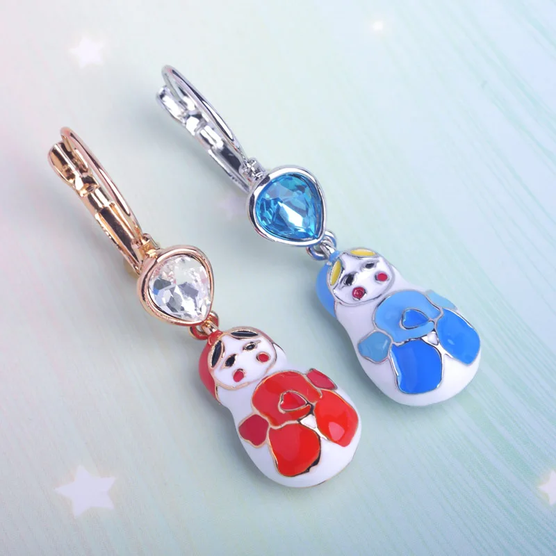 Длинные серьги для женщин и девочек Русская Матрёшка Большие эмалированные