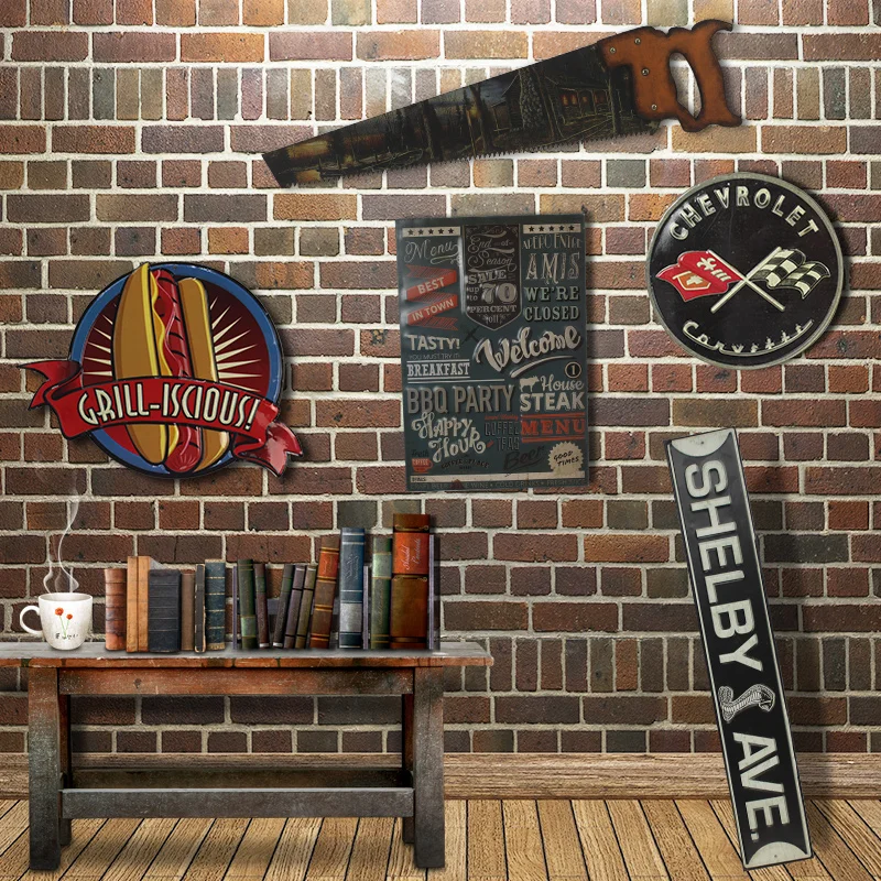 Ретро стиль лофт неправильные солнцезащитные металлические пластины Винтаж еда