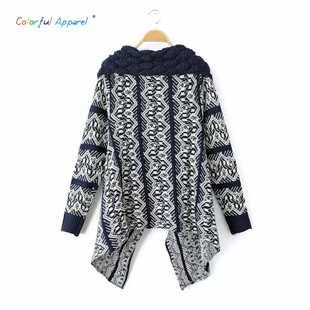 CA осенне-зимней моды ретро геометрический узор свитер кардиганы кабо пальто