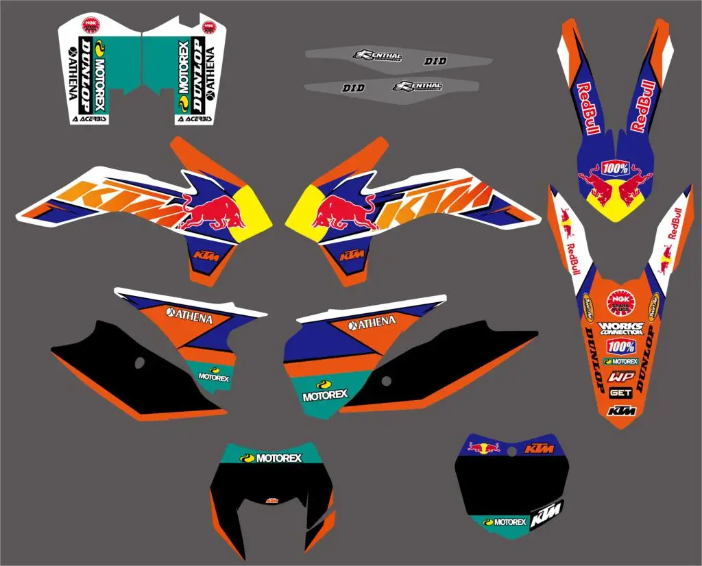 6 стилей МОТОЦИКЛ Bull команда Графика наклейки для KTM 125 200 250 300 450 500 XCW EXC XCF XCFW EXCF - Цвет: Черный