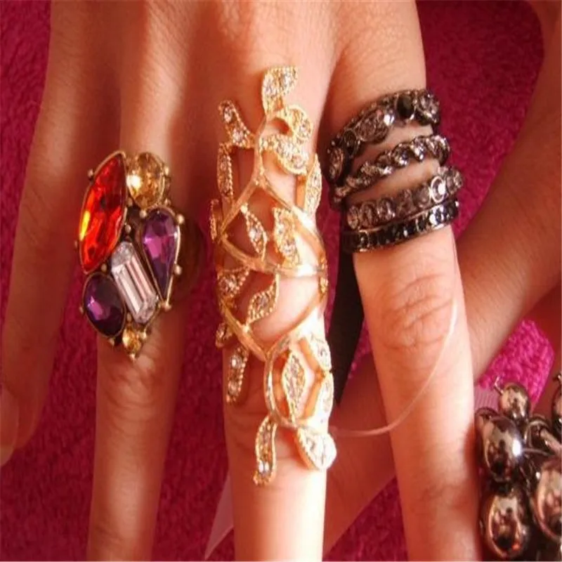 Горячее элегантное женское яркое кольцо полное золото/серебро кристалл полый