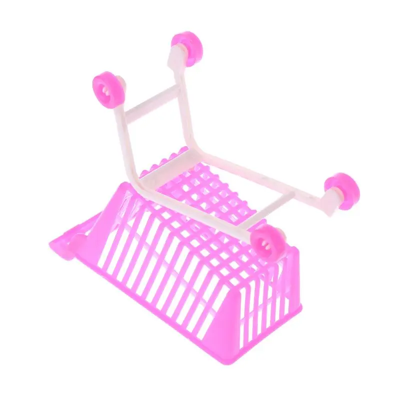 Doll Shopping Cart Plastic Cute Miniature Mini Supermarket Storage Hand Truck Pretend Toys Dollhouse Trolley Simulation Play Kid | Игрушки и