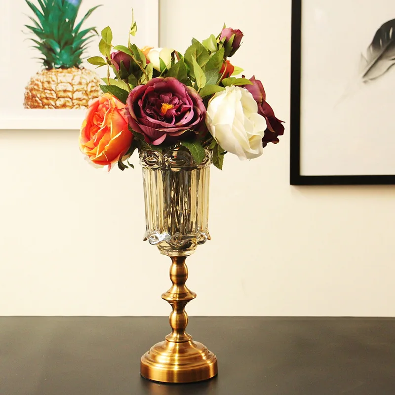 Европейская ретро стеклянная Цветочная ваза с орнаментом фигурки домашний декор