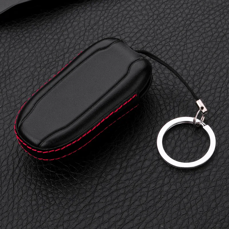 

LUNASBORE Genuine Leather Key Case Protected Holder For Tesla Model S Model X Automobile Remote Covers Shell Car Accessories