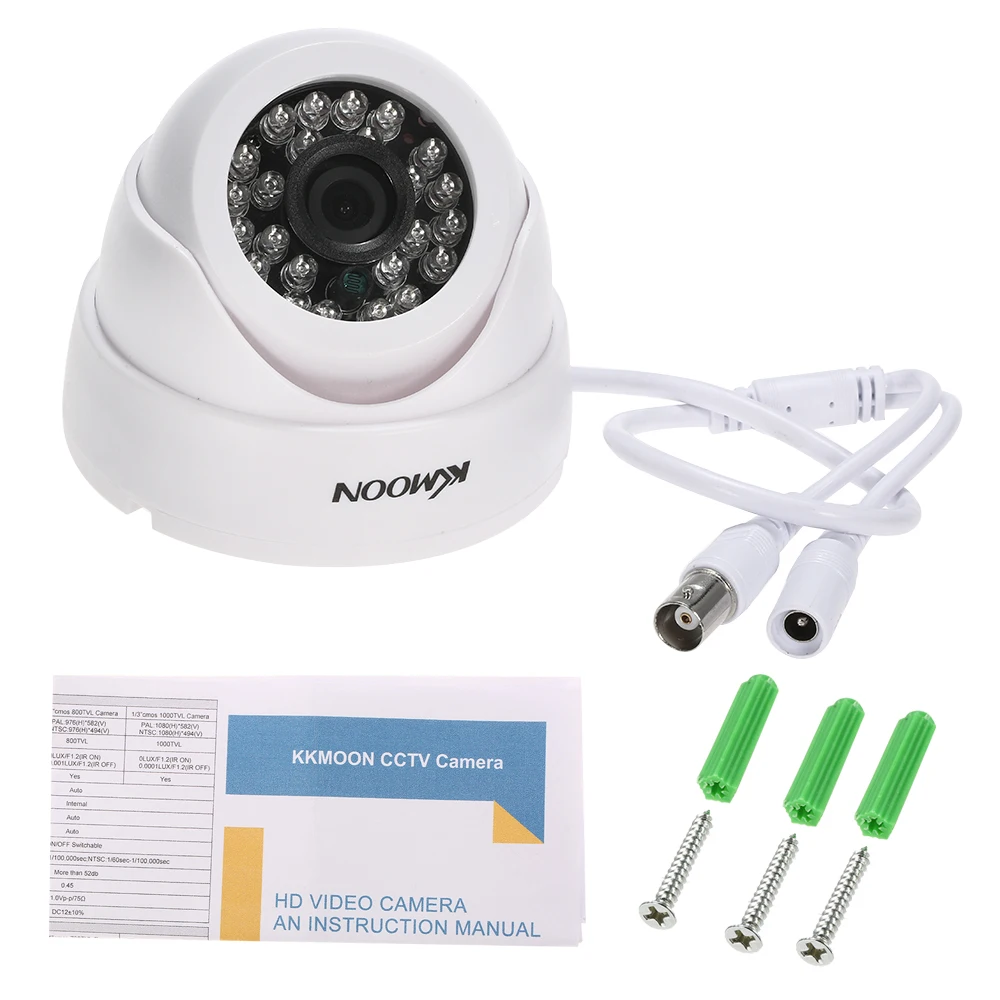 

KKmoon 1080P AHD Dome Camera CCTV Analog Camera 3.6mm Lens 1/2.8" CMOS 2.0MP IR-CUT 24pcs IR LEDS Night Vision for Home Security