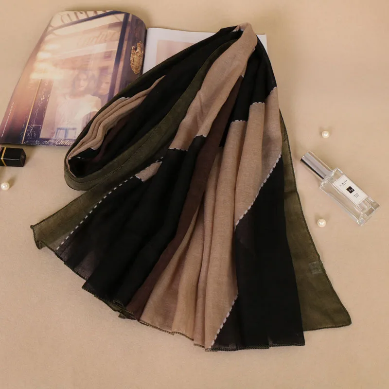 Модный этнический шарф в стиле пэчворк с эффектом омбре Осень-зима Мягкая