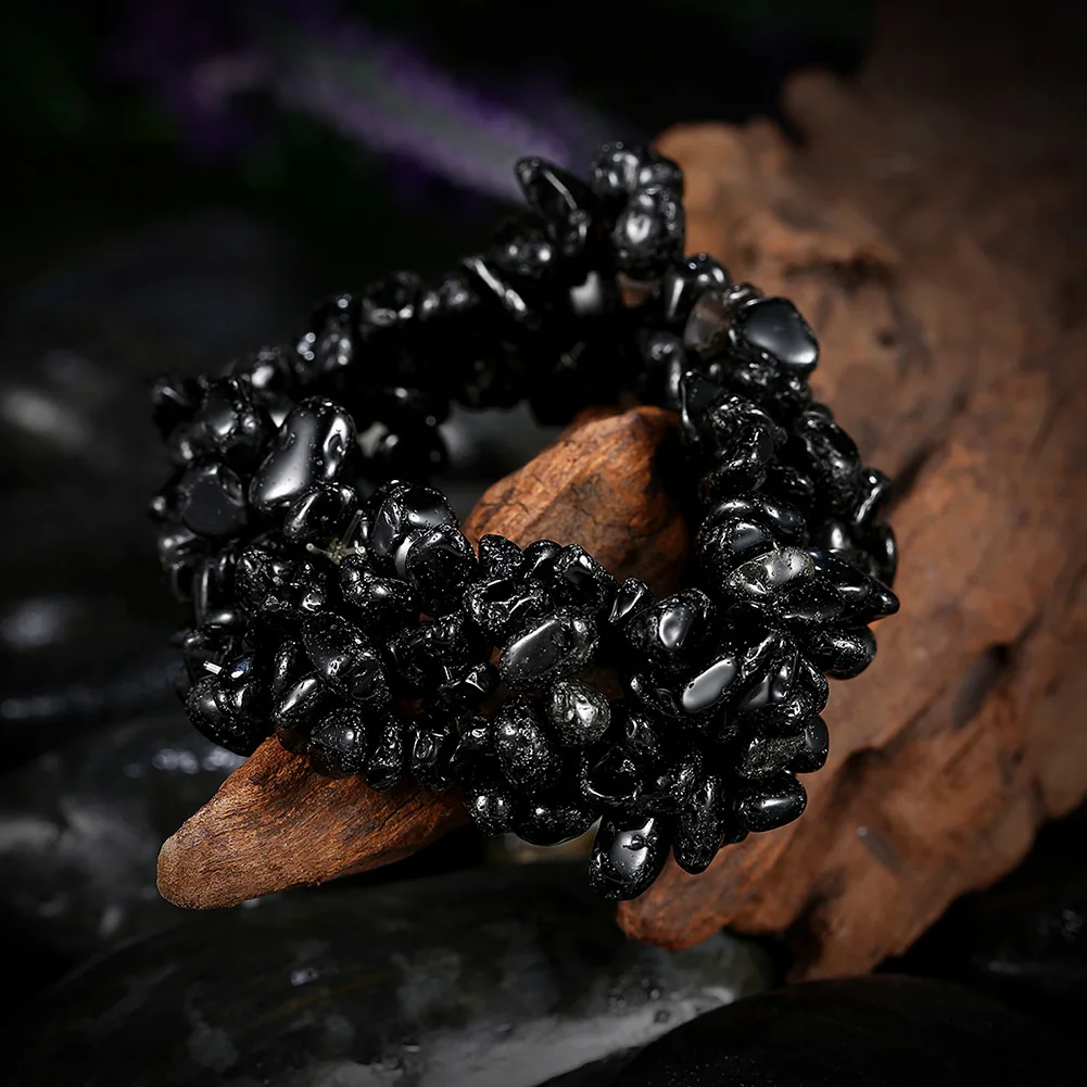 Женские браслеты с натуральным черным кварцем свадебные кристаллами 7 дюймов