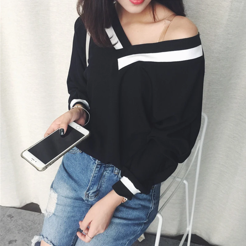 Мода v-образным вырезом новая Корейская женская одежда осторожны машина футболка