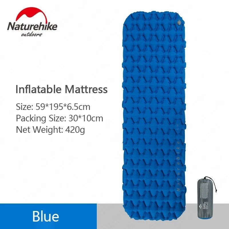 Inflatable mat blue Naturehike Colchon надувной коврик для кемпинга надувной матрас коврик для сна Сверхлегкий портативный надувной коврик для кемпинга пикника - Цвет: Inflatable mat blue