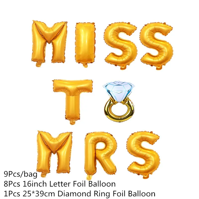 C Chicinlife, 9 шт., 16 дюймов, Miss to Mrs, шары из фольги в виде букв, девичник, вечерние, свадебные, девичьи, вечерние, для украшения - Цвет: C