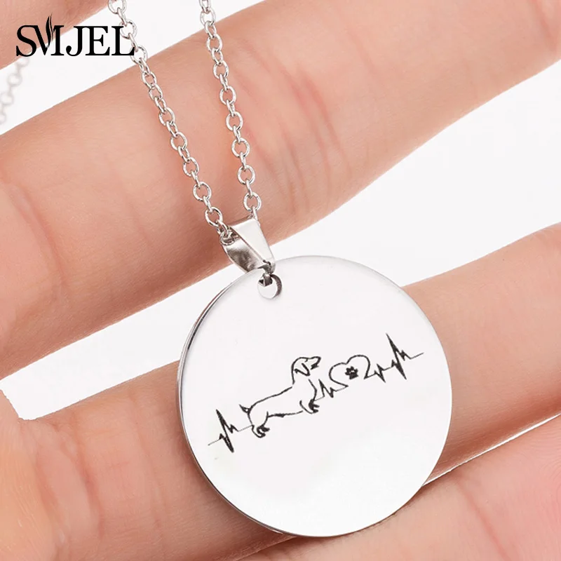 XL541 SMJEL, Трендовое ожерелье с собачкой, колье, новинка, нержавеющая сталь, сердцебиение, щенок, французский бульдог, ожерелье, ювелирные аксессуары, колье для женщин - Окраска металла: XL541