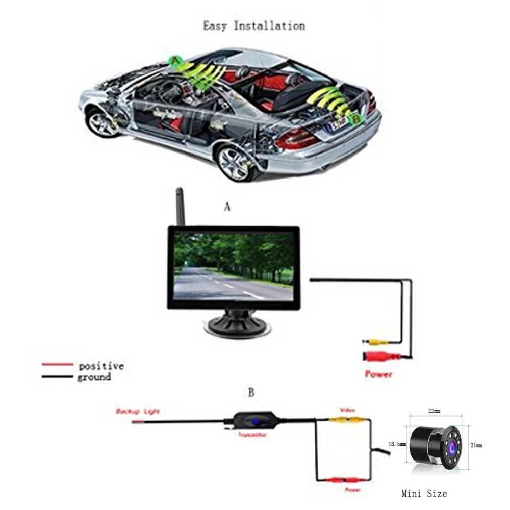 Podofo беспроводной 5 &quotTFT цветной автомобильный монитор заднего вида В Dash дисплей +
