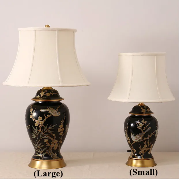 Европейские черные керамические художественные маленькие настольные лампы с