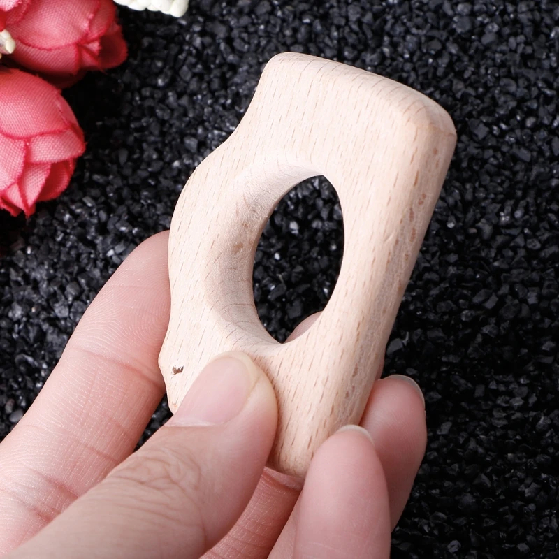 Прорезыватель для зубов из натурального Букового дерева ручной работы кольцо