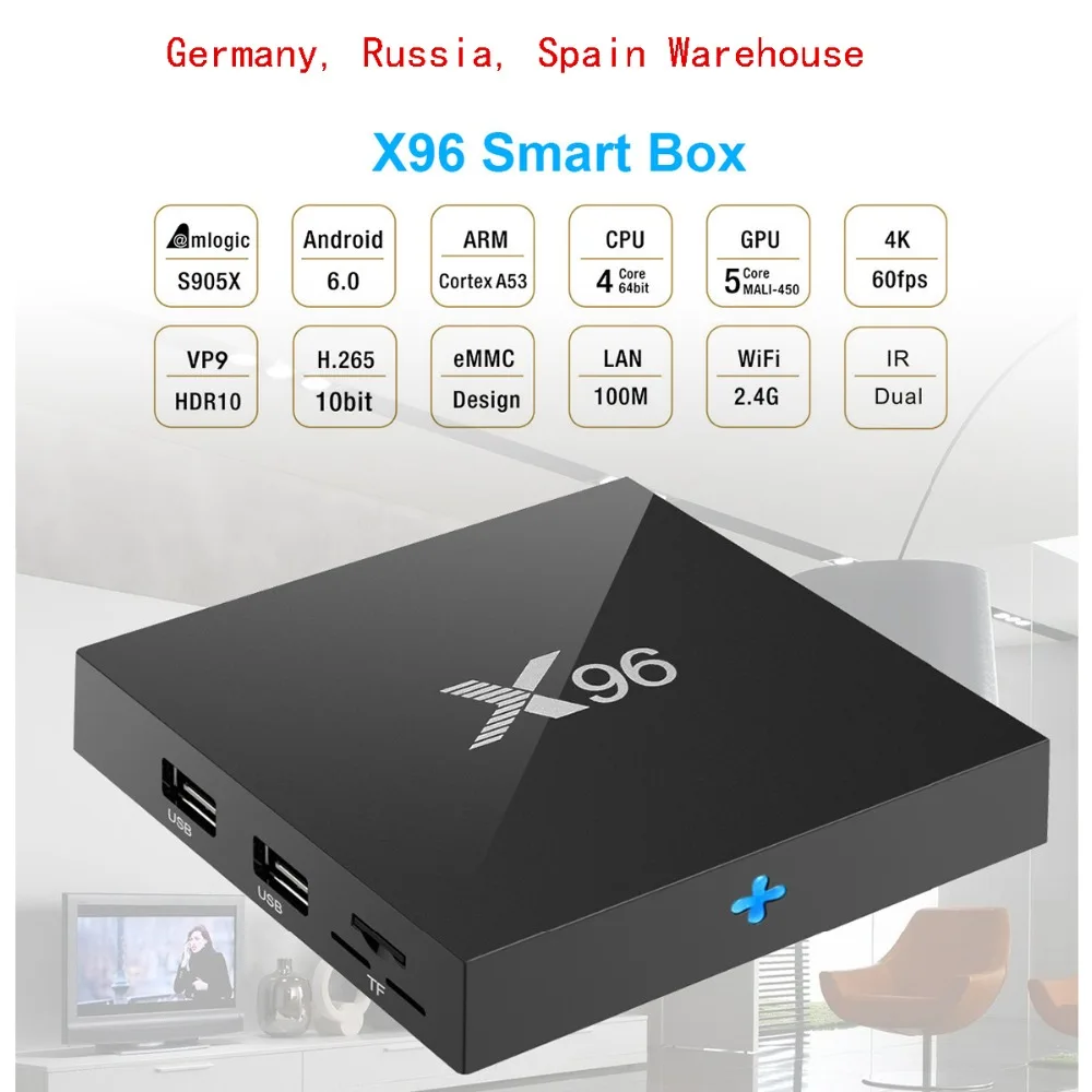 Оригинальный X96 Android 6 0 ТВ бокс 4K x 2K Full HD Amlogic S905 1G/2G 8G/16G 2 4 GHz WiFi HDMI TF слот для карт