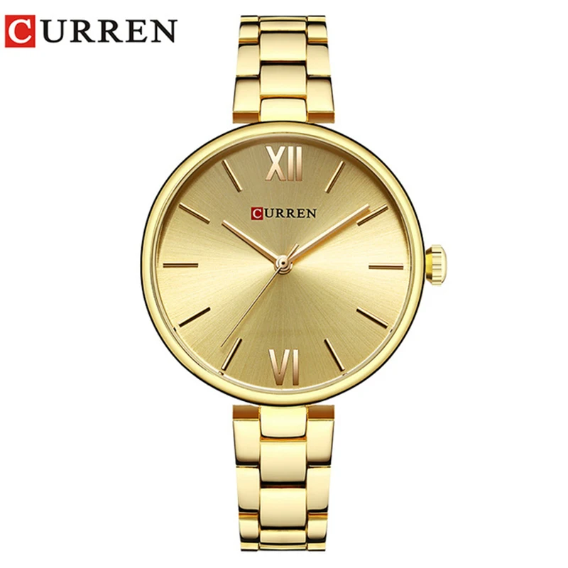Gold Gold CURREN 9017 женские часы Новые кварцевые Топ брендовые Роскошные модные наручные часы женские подарок relogio feminino - Цвет: Gold Gold