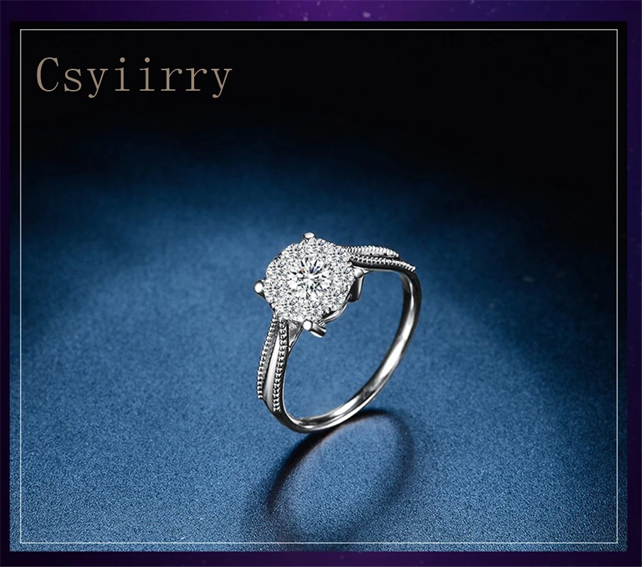 Csyiirry Super Flash Engagement Ring Round 4 Claws Set Rhinestones 1 Carat Female Courtship Preferred High Jewelry Fashion | Украшения и