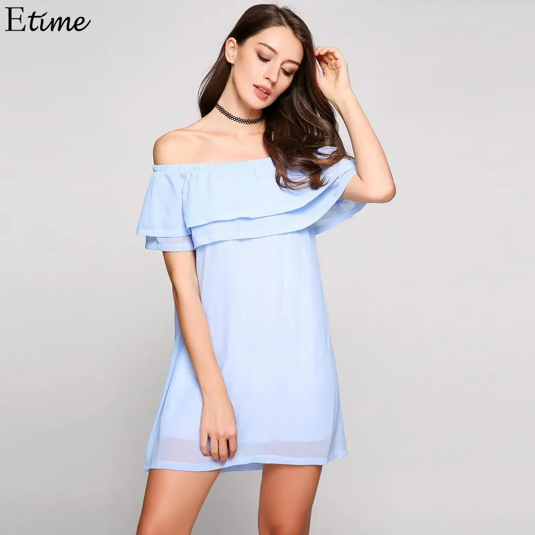 С открытыми плечами мини короткий рукав гофрированное 2018 Летнее Платье vestidos