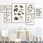 Картина на холсте с изображением волка, кота, лисы, слона, диких животных, скандинавские постеры и принты, настенные фотографии, декор для детской комнаты