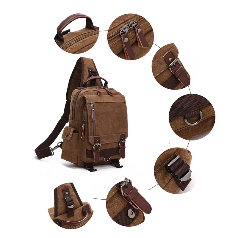 Мужской рюкзак винтажный холщовый для путешествий дизайнерская школьная сумка