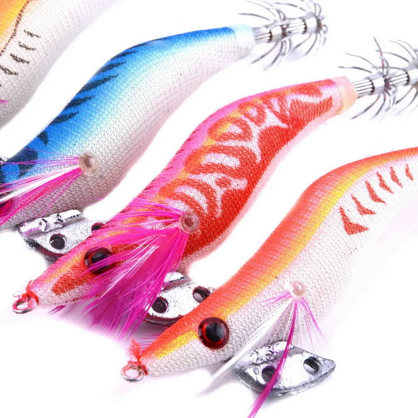 7Pcs Wood Shrimp Fishing Lure 8.5CM 11G Squid Jigs 2.5# Artificial Octopus Cuttlefish Baits | Спорт и развлечения