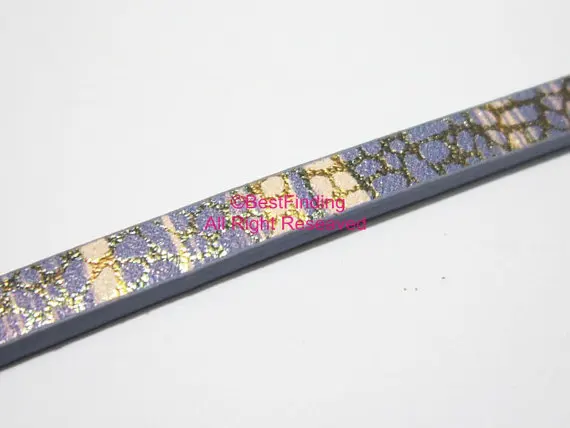5x2mm Gold lace violet leather cord 5mm flat | Jewelry Findings &amp Components