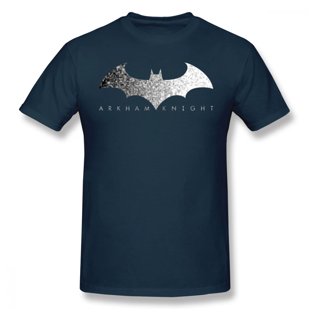 Navy Blue Футболка с Бэтменом, футболка с логотипом Arkham Knight Pixel, хлопковая Футболка с принтом, летняя забавная Мужская футболка с короткими рукавами 6xl - Цвет: Navy Blue