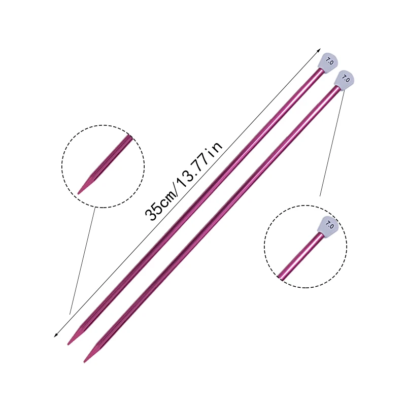 LMDZ 15 Sizes 30Pcs/Set 35cm Single Pointed Knitting Needles Pins Straight Aluminum DIY Weaving Tool 2.0mm-12mm