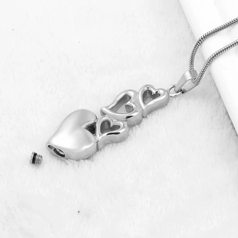 

IJD9776 Two Double Heart Shaped Stainless Steel Cremation Jewelry for Ashes Urn Keepsake Memorial Necklace Female Jewellery