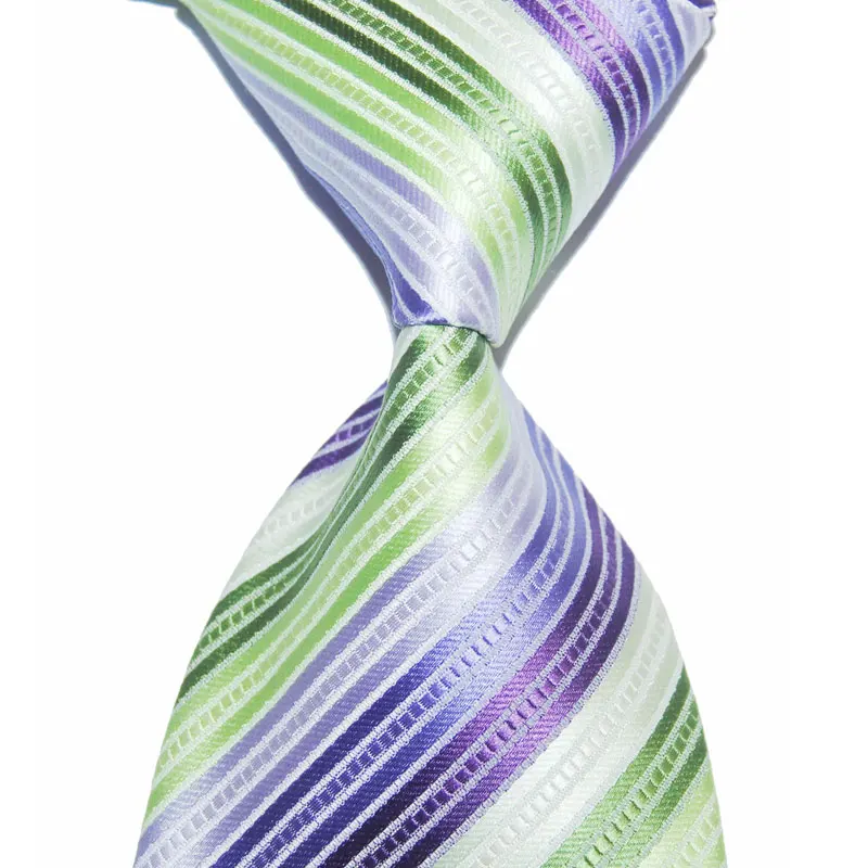 

Rainbow Suit Tie Striped For Men Silk Necktie Green 10cm Width Fashion Jacquard Woven Formal Wear Business Wedding Party Classic