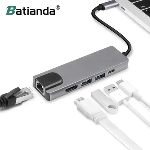 Адаптер USB C к Gigabit Ethernet Rj45 Lan, HDMI-совместим с Macbook Pro Air 13 15 16 2020, Thunderbolt 3 USB-C, порт зарядного устройства