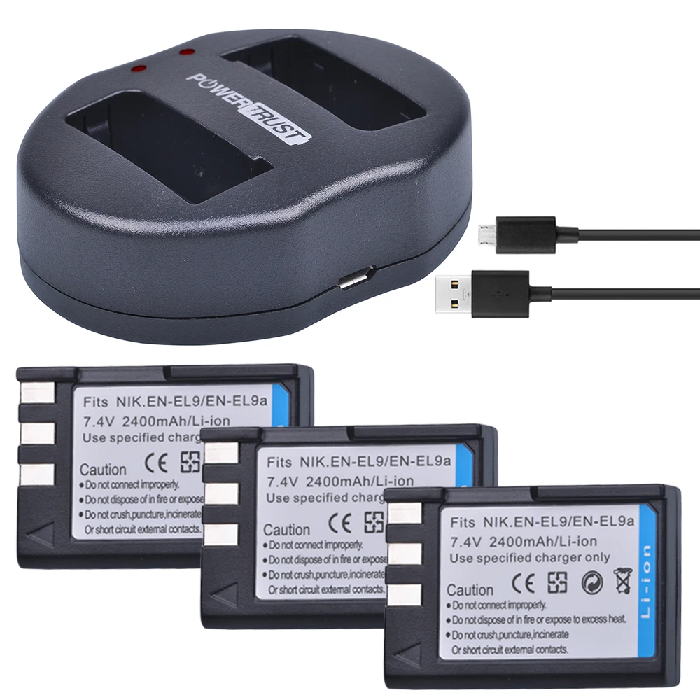 3x2400 мА · ч EN EL9 аккумулятор + USB двойное зарядное устройство для Nikon EL9a D40 D60 D40X D5000 D300